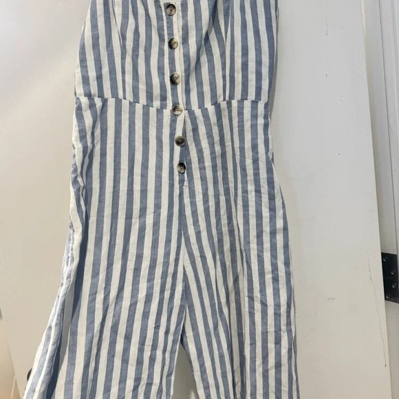 LIKE NEW (NO TAGS) Reformation Blue and White Striped Jumpsuit - Picture 2 of 2